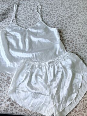 Women's White Satin Cami & Shorts Sleep Set